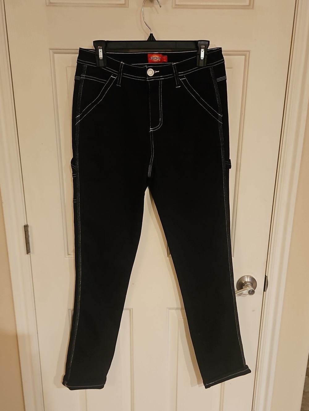Dickies Black Skinny Jeans with White Contrast Stitch